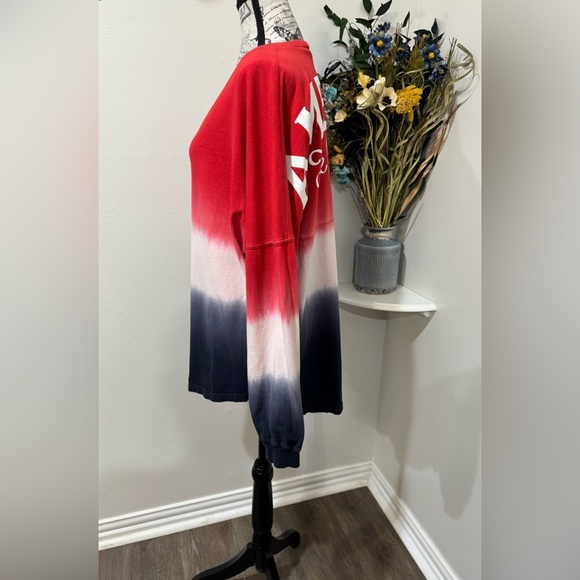 Spirited Patriotic Red, White and Blue V-Neck over sized shirt Size Large - Picture 5 of 5